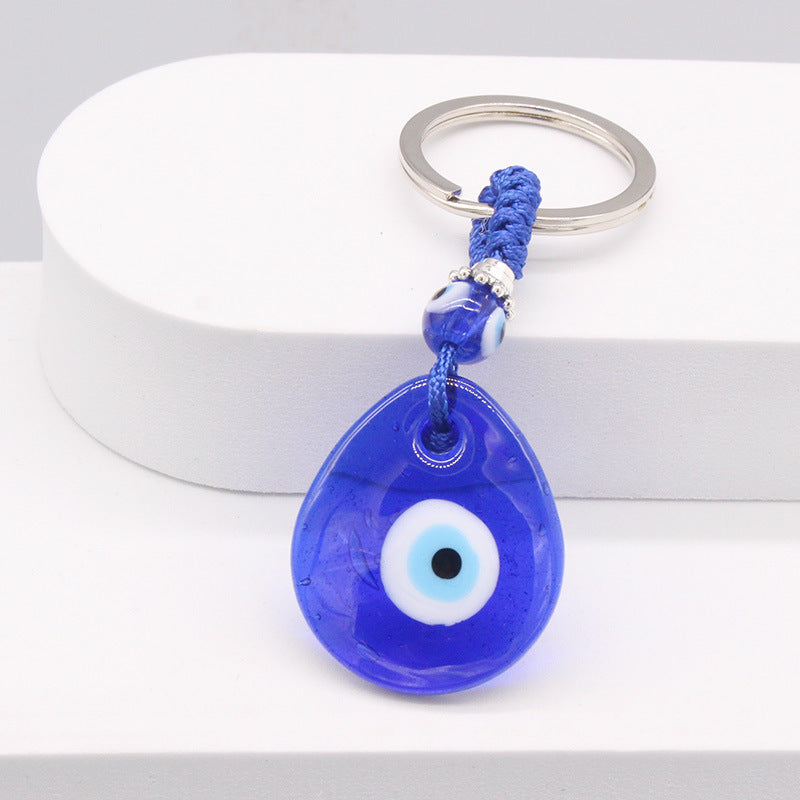 Wholesale Blue Glass Devil Eye Pendant Water Drop Heart Keychains